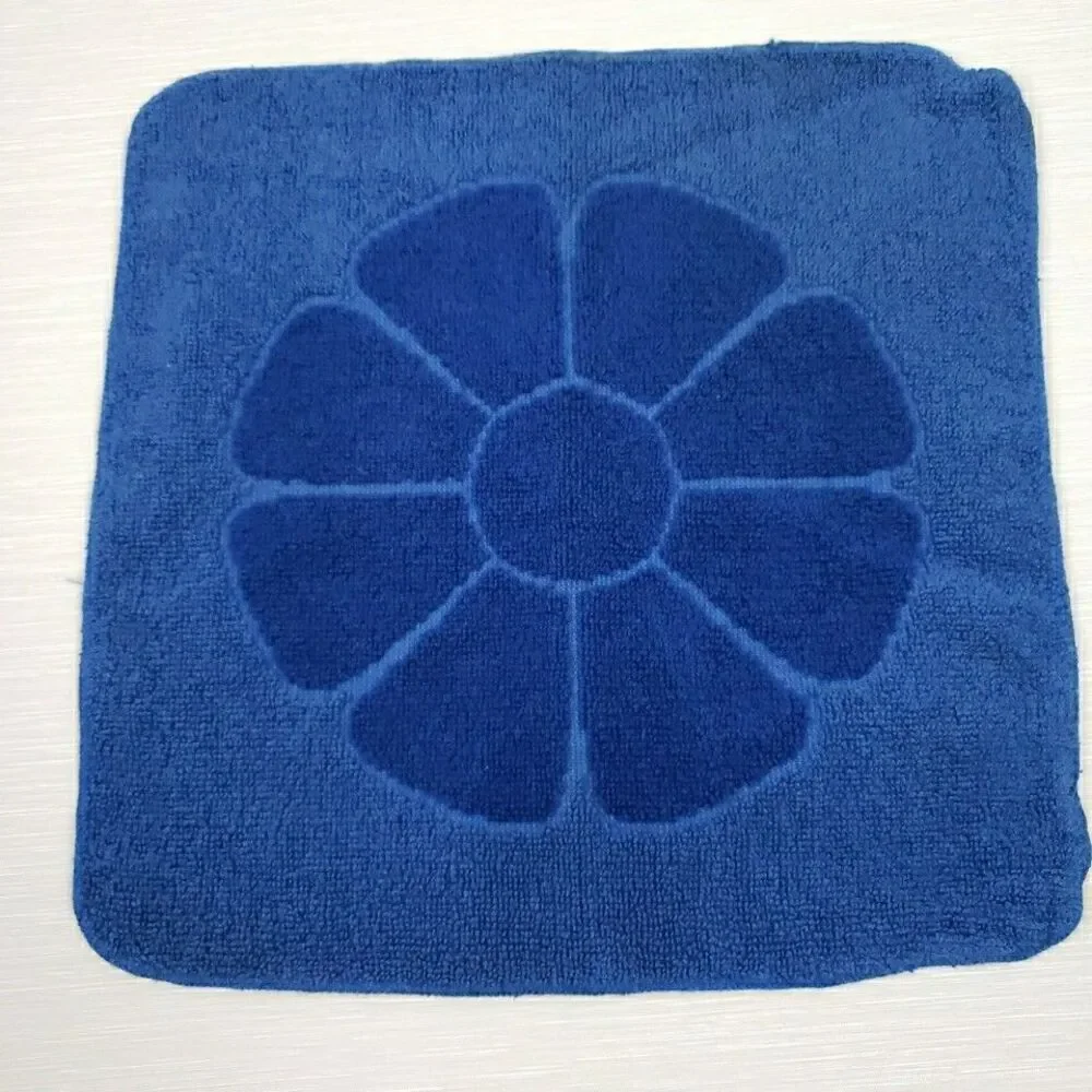 Surety Deluxe 3 Hand Towel 3 wash cloth Navy Blue Daisy Fringe Groovy Vintage
